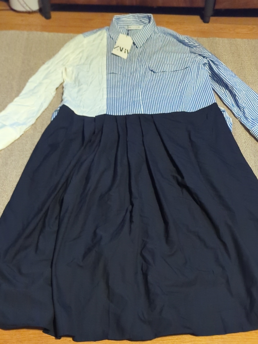 Women's Zara Blue/White Striped Dress NWT Size XL